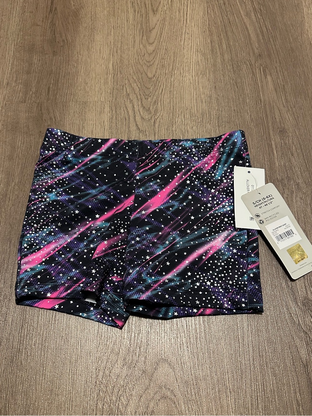 Danskin Now Galaxy-Print Bike Shorts in Black, Pink & Blue